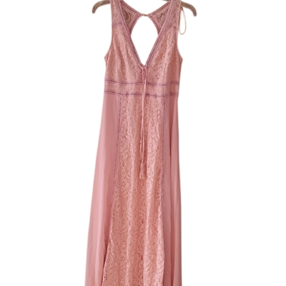 Altar'd State NWT Edina Coral Lace Maxi Dress Ball Gown In Rose Size Medium Prom